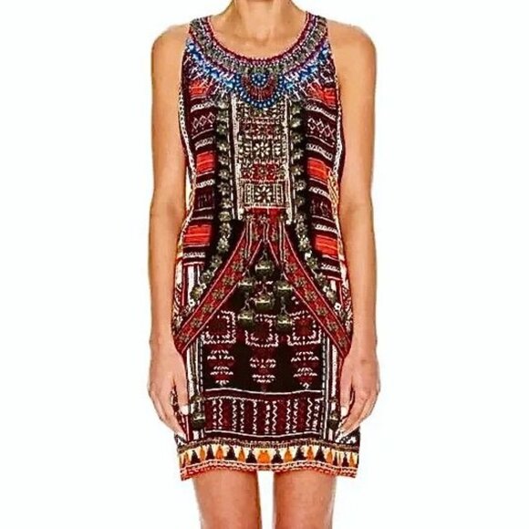 Camilla Dance Of The Dao Embellished Silk Racerback Mini Dress Boho Size 1 XS/S - Picture 1 of 15